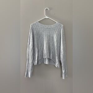 American Eagle Outfitters Light Gray Crew Neck Sweater